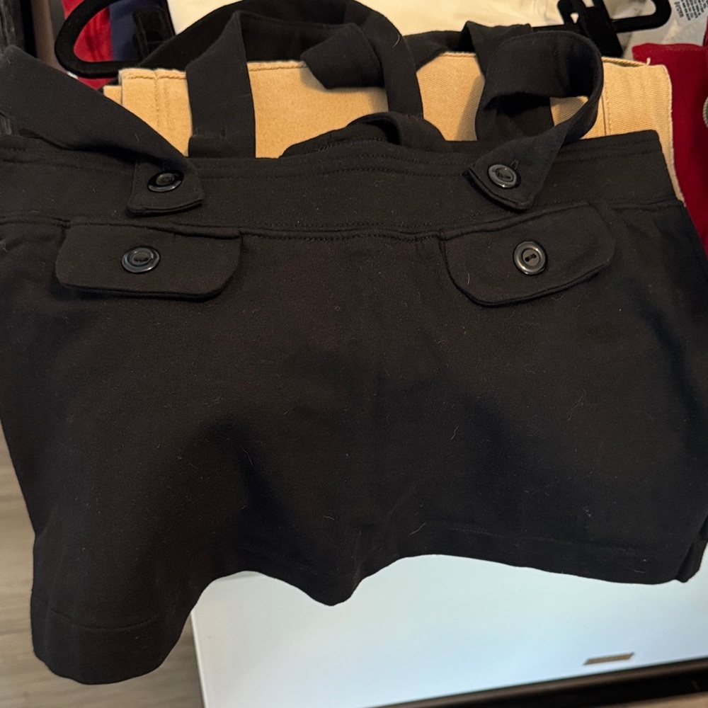 Black Cotton Suspender Skirt with Button Details - Picture 3 of 5